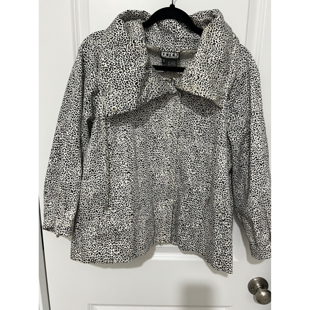 BEREK Women's XL Leopard Print Button‎ Front Collared Jacket Lightweight Vintage